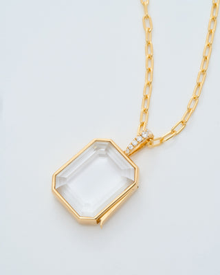 baguette oval locket necklace set