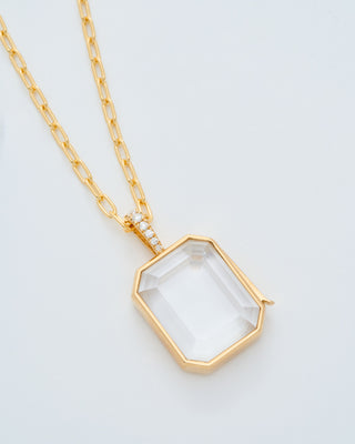 baguette oval locket necklace set