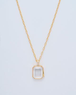 baguette oval locket necklace set