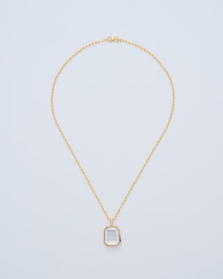 baguette oval locket necklace set