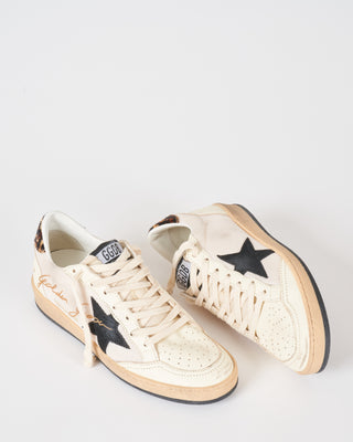 ball star net upper with signature suede star leopard horsy heel nappa spur