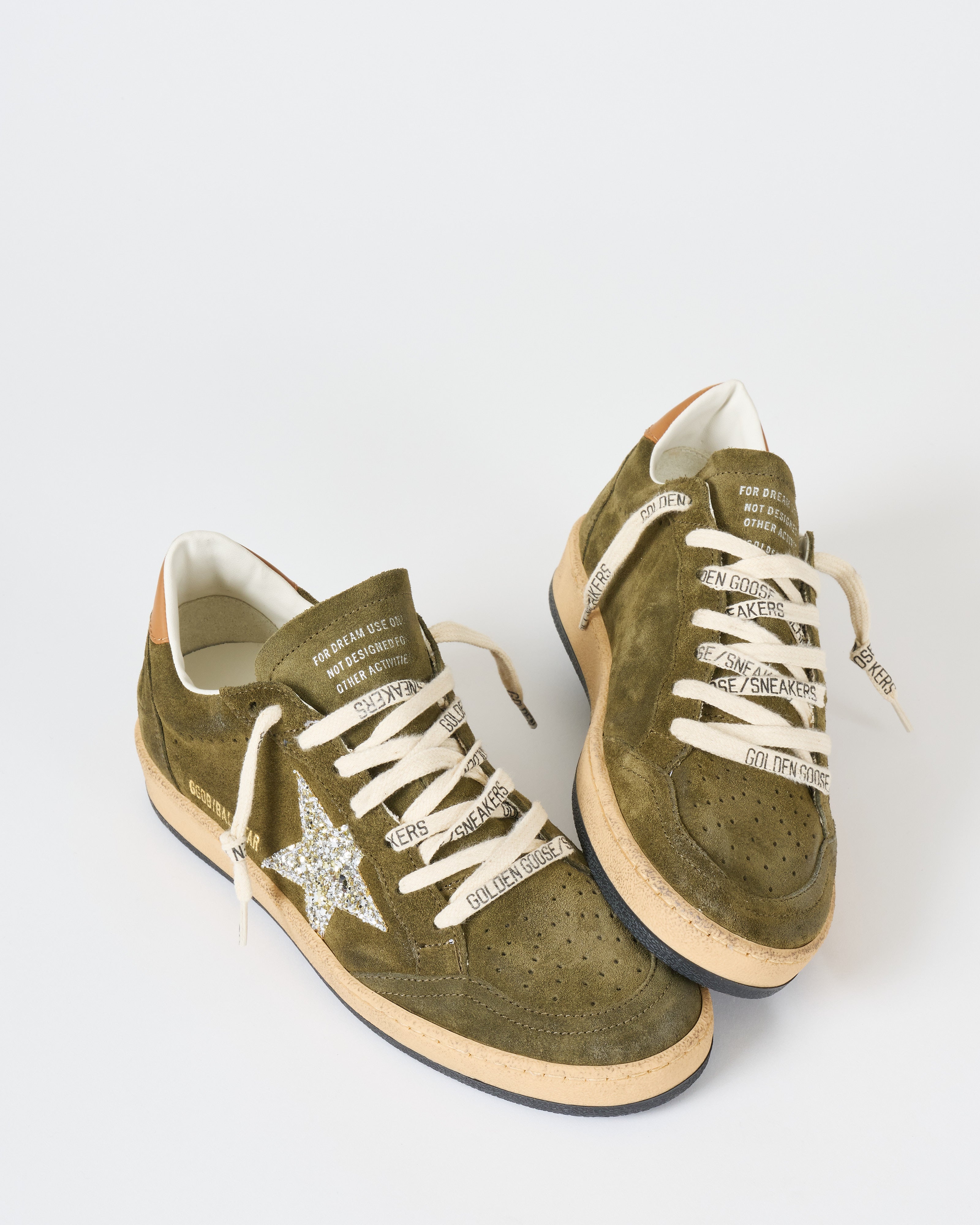 Golden Goose Ball Star Suede Upper Toe And Spur Glitter Star