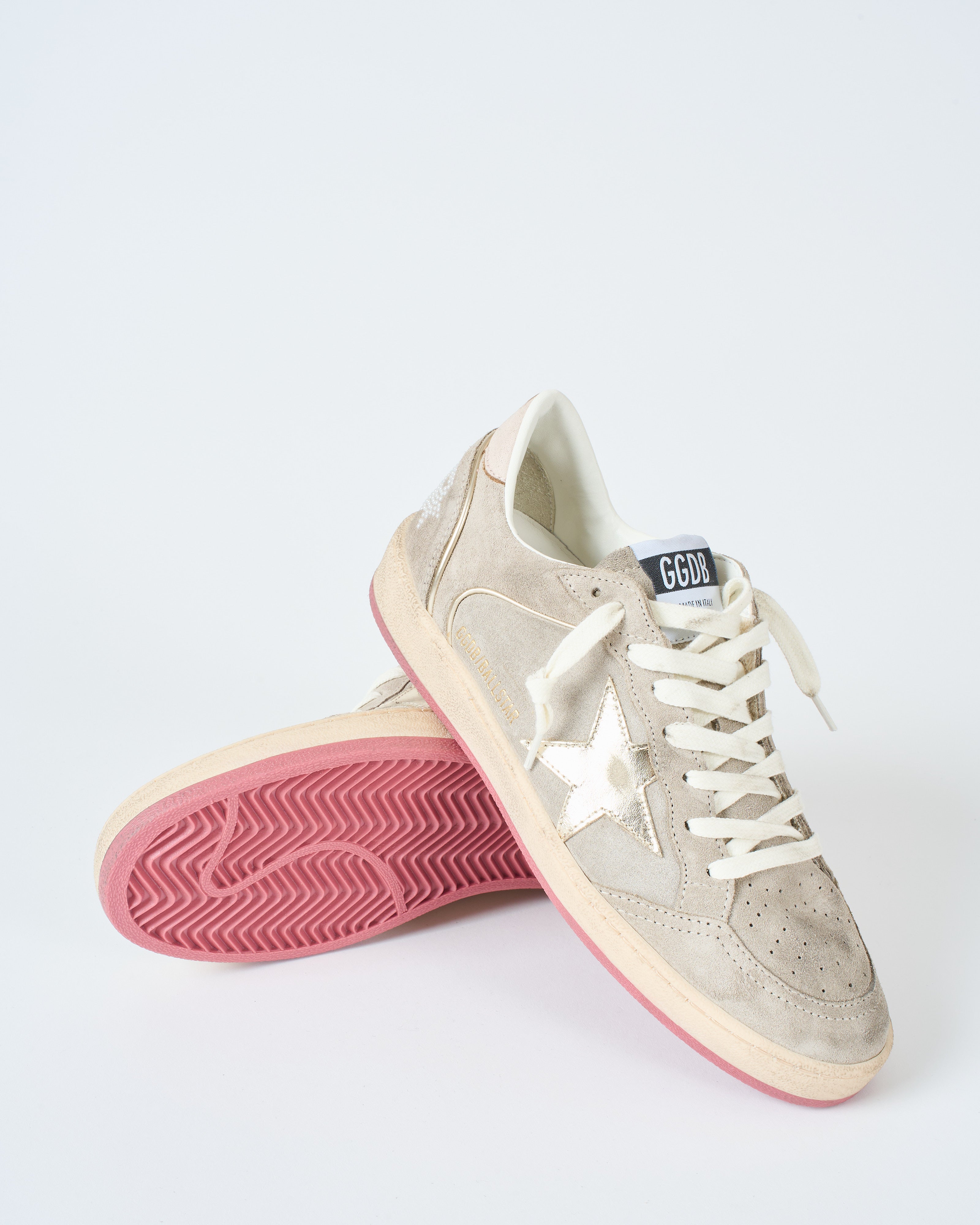 Golden Goose Ballstar Suede Upper Spur With Pearls Laminated Star