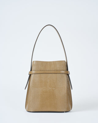 belted lizard embossed bucket bag