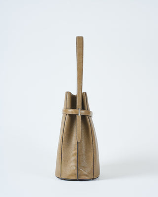 belted lizard embossed bucket bag