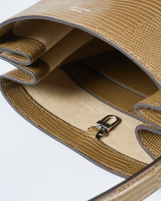 belted lizard embossed bucket bag