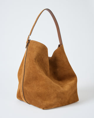 belted suede tote