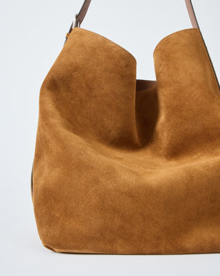 belted suede tote