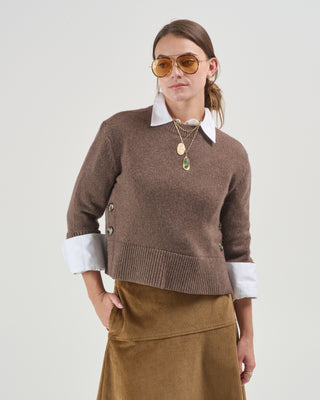 bethune crewneck with side buttons