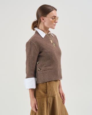 bethune crewneck with side buttons