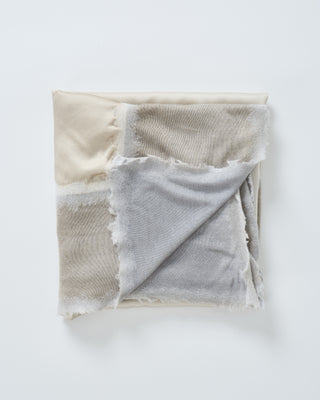 bicolor double foulard scarf with destroyed edges