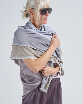 bicolor double foulard scarf with destroyed edges