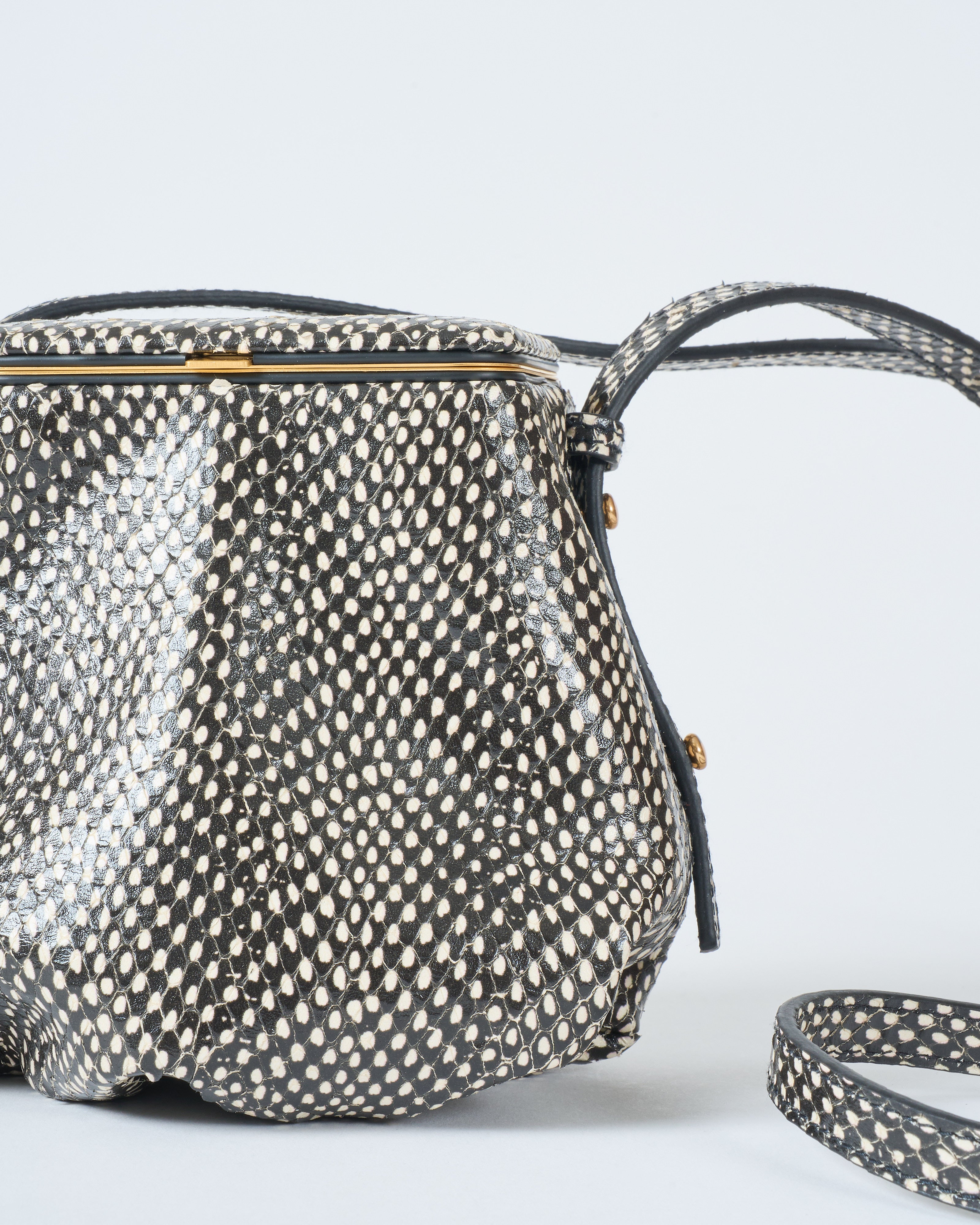 Lutz Morris Blaine Long Strap Cross Body Bag Black And White Snake