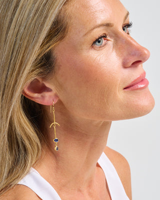 blue sapphire drop bone earrings