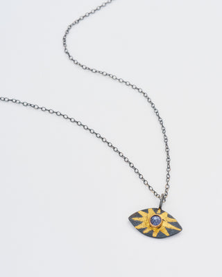 blue sapphire evil eye pendant necklace
