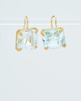 blue topaz cube earrings