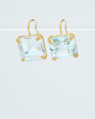 blue topaz cube earrings