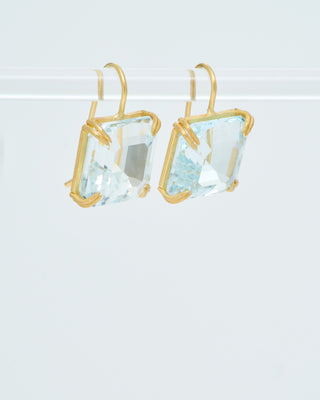 blue topaz cube earrings