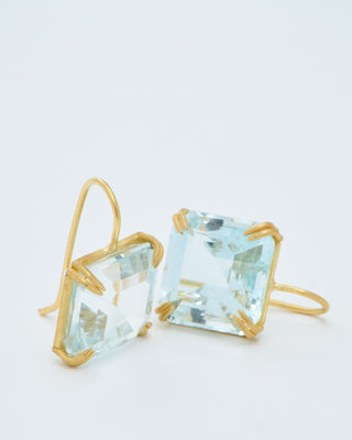 blue topaz cube earrings