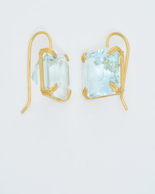 blue topaz cube earrings