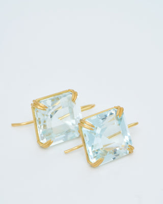 blue topaz cube earrings