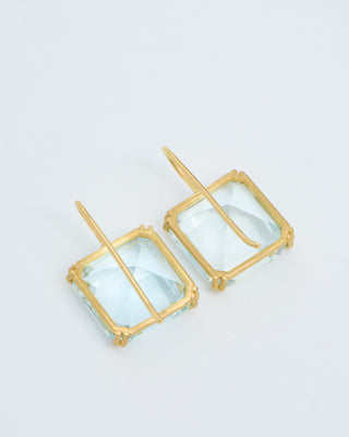blue topaz cube earrings