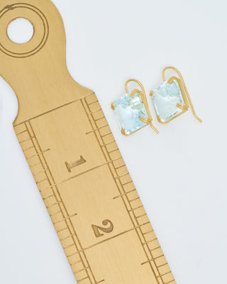 blue topaz cube earrings