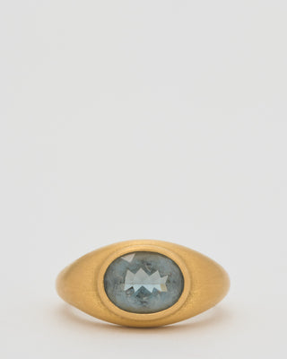 blue tourmaline faceted oval domed ring