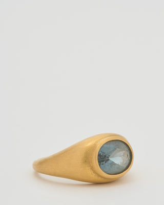 blue tourmaline faceted oval domed ring