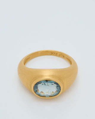 blue tourmaline faceted oval domed ring