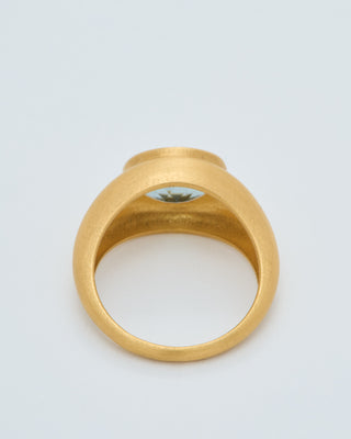 blue tourmaline faceted oval domed ring