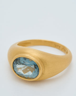 blue tourmaline faceted oval domed ring