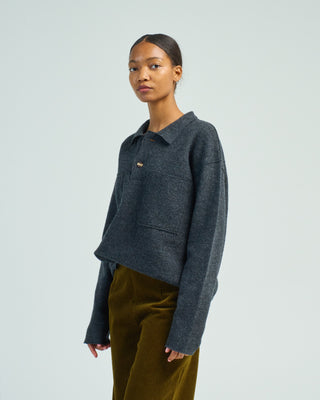 boiled wool pocket pullover