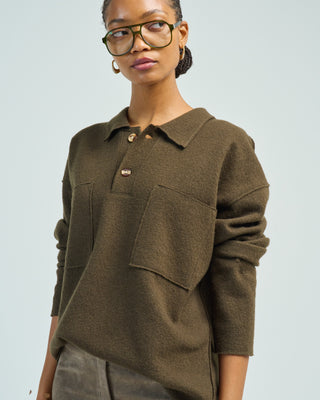 boiled wool pocket pullover