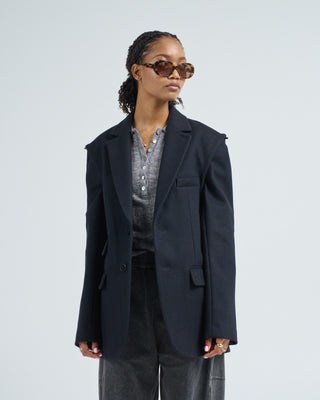 bonded recycled felted wool convertible blazer