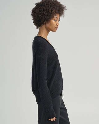 boucle v neck sweater