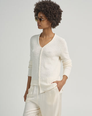 boucle v neck sweater