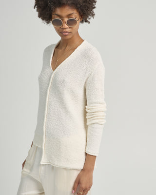 boucle v neck sweater