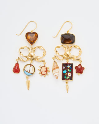 bow charm balance drop earrings