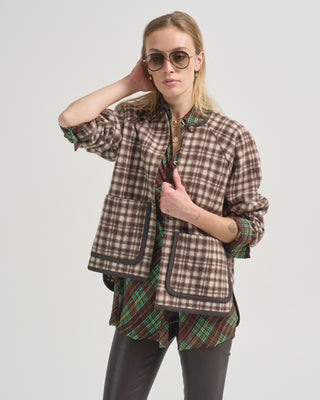 brushed plaid chore coat