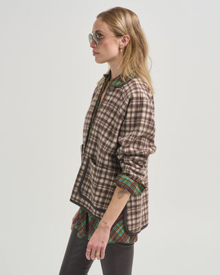 brushed plaid chore coat
