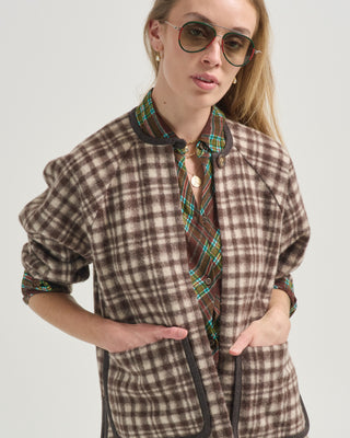 brushed plaid chore coat
