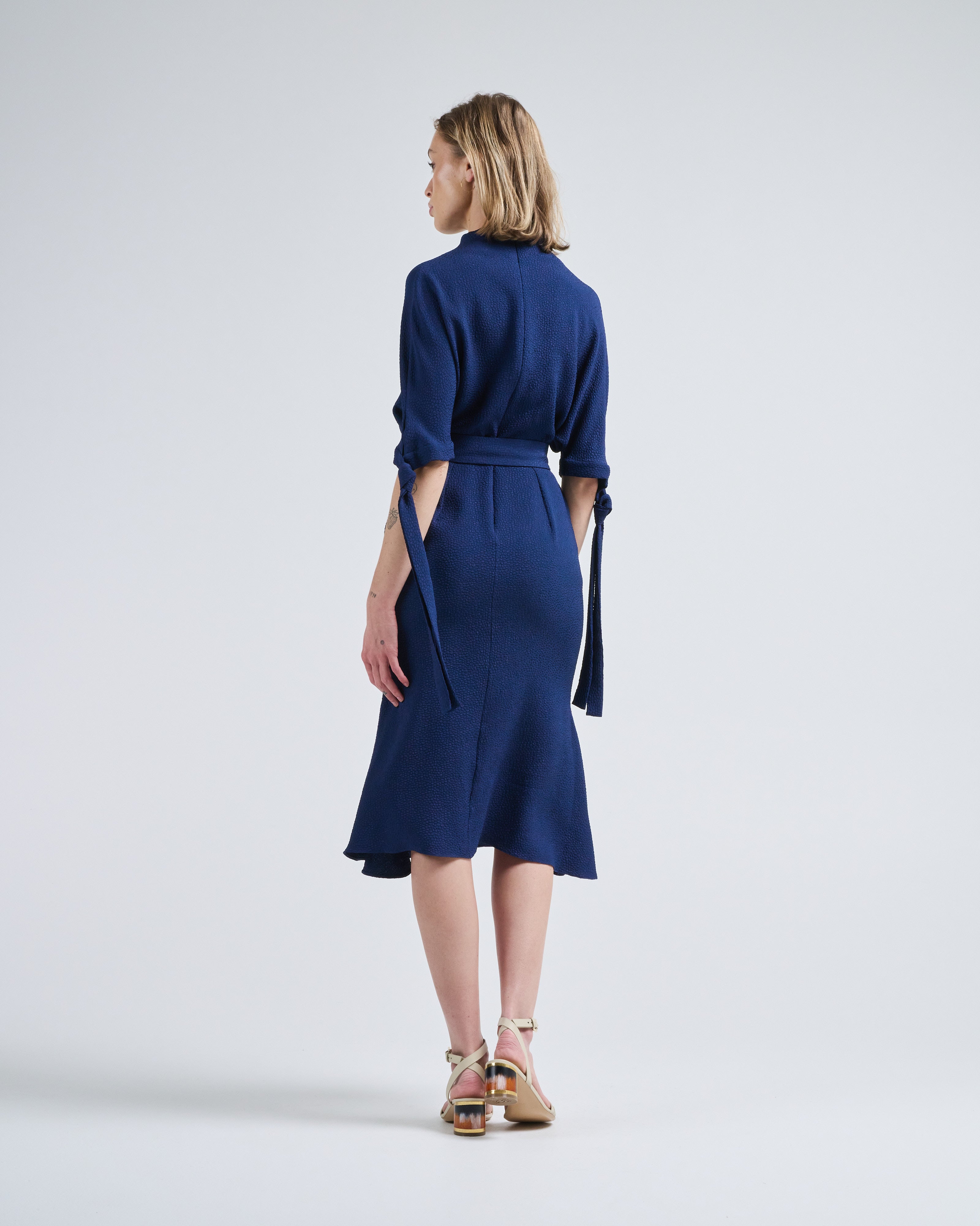 navy blue bubble dress Lace back bubble dress