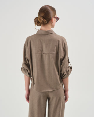 button sleeve crop shirt