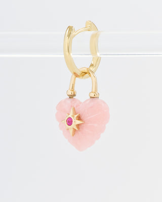 carved pink opal heart charm