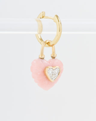 carved pink opal heart charm