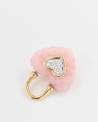 carved pink opal heart charm