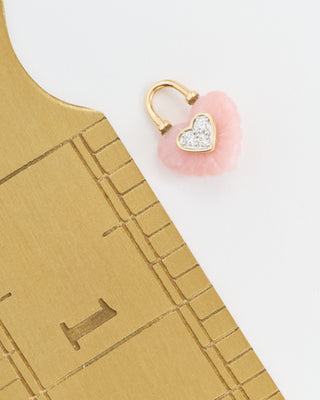 carved pink opal heart charm