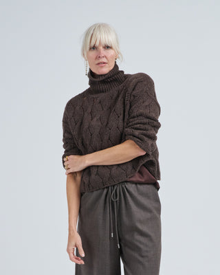 cashmere high neck pullover with diamond pattern