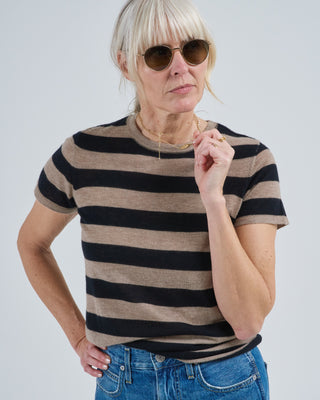 cashmere stripe s/s crewneck